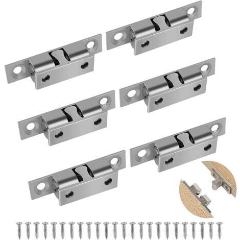 6 Pcs Loqueteau à Bille,Loquet à Double Boule,Réglables Loquet à Double Boule,Verrous de Porte à Double Boule Massif,pour Meubles de Cuisine,Armoire
