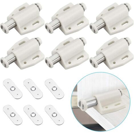 6 PCS Loqueteau Magnétique à Pression Loquet Aimanté en Plastique Loquet Magnétique à Fermeture Douce pour Porte Cabinet Tiroir Placard Coulissante Chambre Cuisine Salle de Bain,