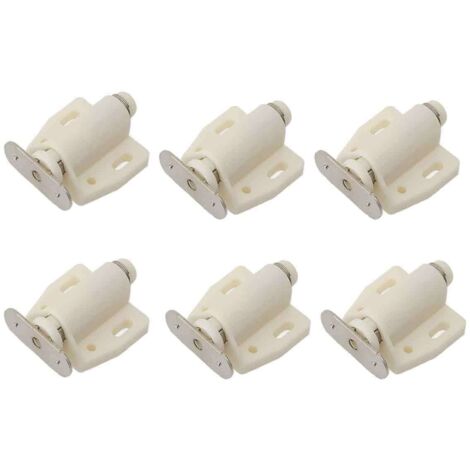 6 PCS Loqueteau Magnétique à Pression Loquet Aimanté en Plastique Loquet Magnétique à Fermeture Douce pour Porte Cabinet Tiroir Placard Coulissante Chambre Cuisine Salle de Bain - Blanc
