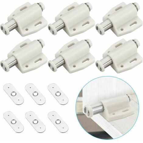 6 PCS Loqueteau Magnétique à Pression Loquet Aimanté en Plastique Loquet Magnétique à Fermeture Douce pour Porte Cabinet Tiroir Placard Coulissante Chambre Cuisine Salle de Bain - Blanc