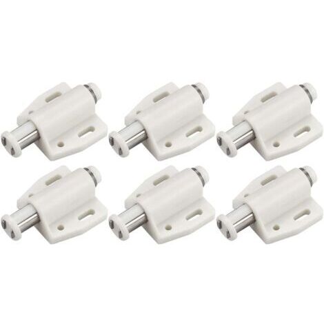 6 PCS Loqueteau Magnétique à Pression Loquet Aimanté en Plastique Loquet Magnétique à Fermeture Douce pour Porte Cabinet Tiroir Placard Coulissante Chambre Cuisine Salle de Bain - Blanc