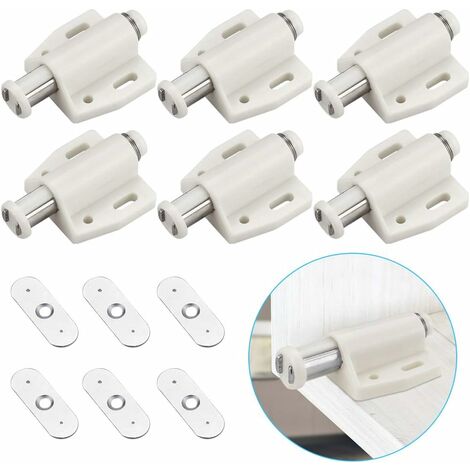6 PCS Loqueteau Magnétique à Pression Loquet Aimanté en Plastique Loquet Magnétique à Fermeture Douce pour Porte Cabinet Tiroir Placard Coulissante Chambre Cuisine Salle de Bain - Blanc READCLY