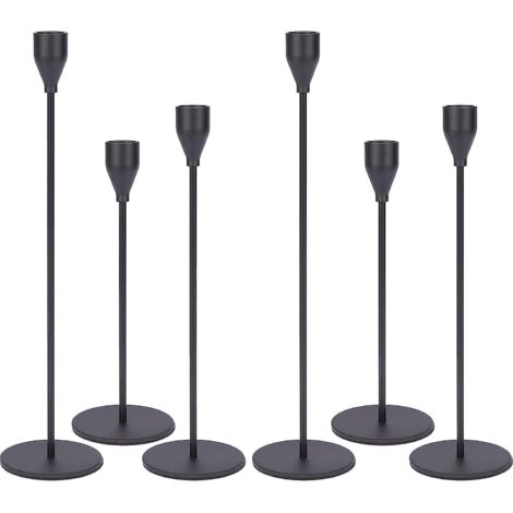 6 Pcs Noir Dors Chandelier Dor Mtal, Compatibles Avec Bougies Coniques De 3/4 Pouces D'paisseur, Support Dcoratif En Mtal Pour Mariage, Dner, Fte,