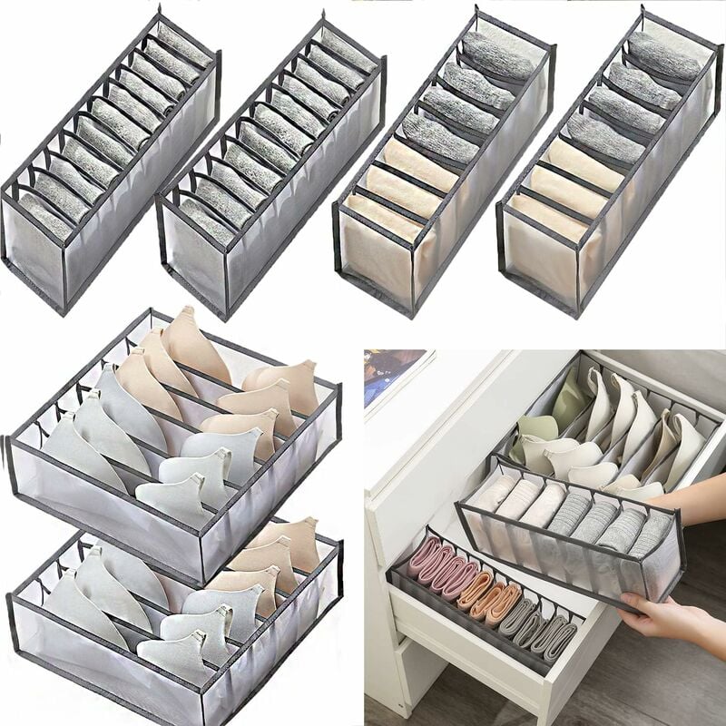 6 Pcs Organisateur De Tiroir De Sous-VêTements BoîTe De Rangement Pliable Boîte de Rangement à Tiroirs de Grande Capacité pour Ranger Sous-Vêtements,