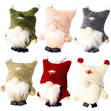 6 pcs Ornements De Gnome De Noël Suédois Tomte En Peluche Santa Elf Ornements De Table Arbre De Noël Décoration Suspendue