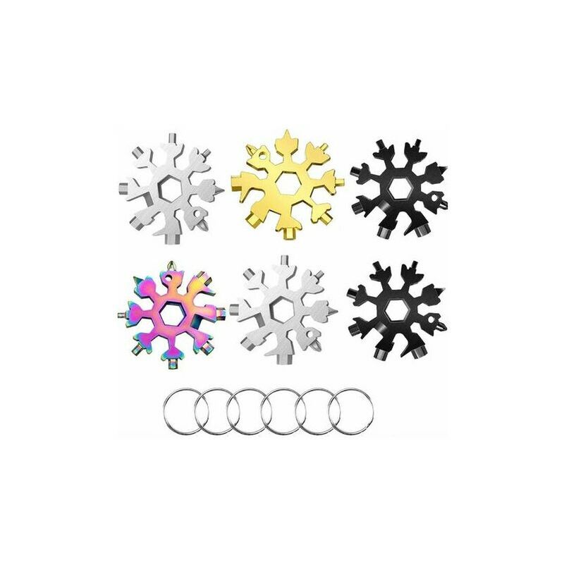 Lucky-88 - 6 Pcs Outil Flocon Neige Outil multifonction en acier inoxydable 18-en-1,Clé à Flocon de Neige En Acier Inoxydable,Cadeau Homme,pour les