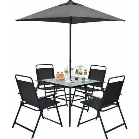 6 Person Garden Furniture Patio Set Table Chairs Parasol - Tesco Patio Set 120cm