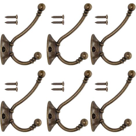 6 Pcs Patre Porte Manteau Murale Vintage Crochet Mtal De Porte Chapeau Crochet Rtro Pour Porte-manteau Salle De Bain Cuisine Fonte De Fer Laiton B