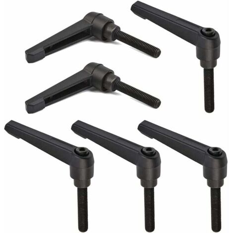 6 PCS Poignée de Levier de Serrage M8, Poignées Réglables 32MM de Machine de Poignée de Filetage Mâle en Acier Inoxydable M8 (Noir)