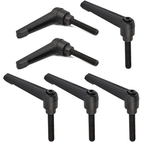 6 PCS Poignée de Levier de Serrage M8, Poignées Réglables 32MM de Machine de Poignée de Filetage Mâle en Acier Inoxydable M8 (Noir)