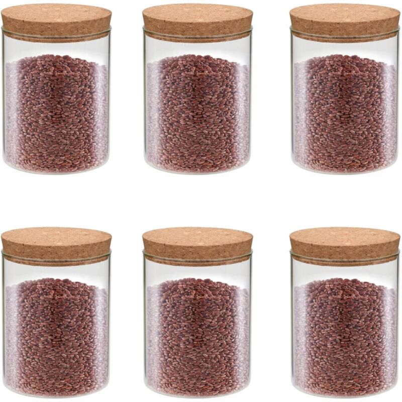 Vidaxl - 6 pcs Pots de conservation en verre et couvercle en liège 650ml