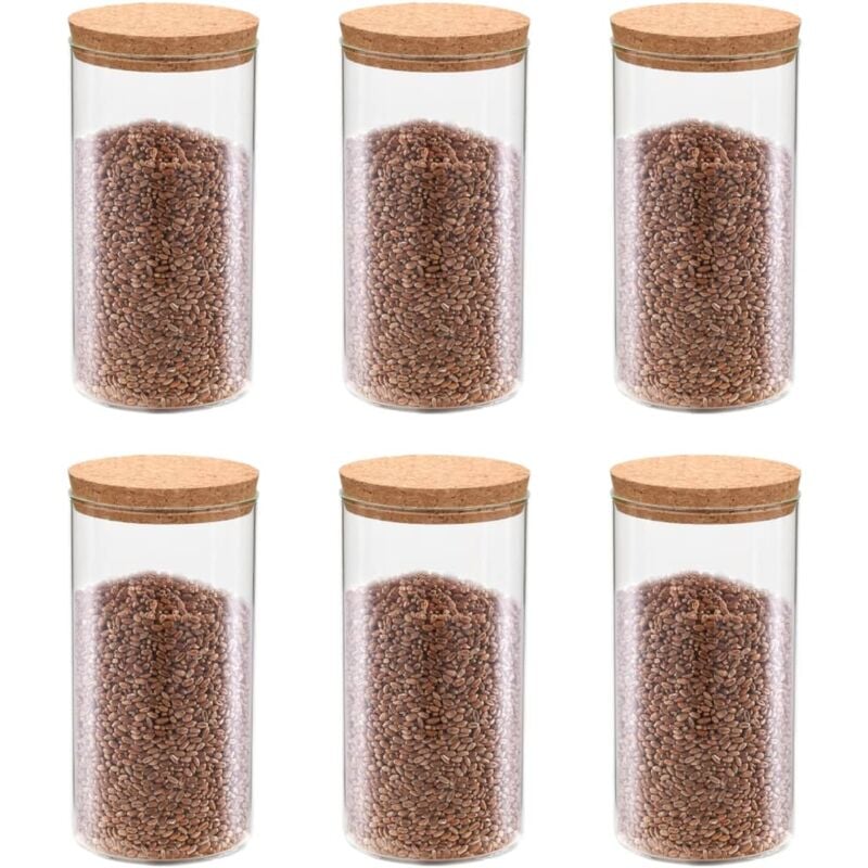 Vidaxl - 6pcs Pots de conservation en verre et couvercle en liège 1400ml