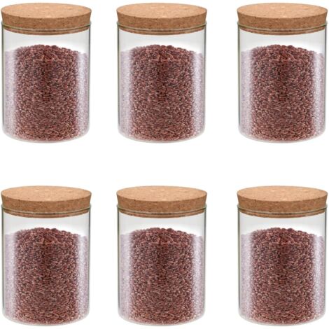 6 pcs Pots de conservation en verre et couvercle en liège 650ml vidaXL