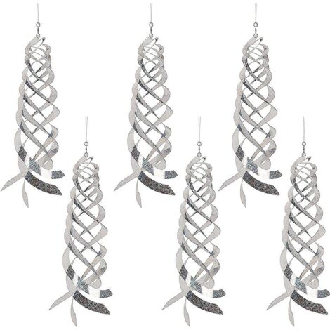 6 PCS Répulsif Oiseaux Spirale Réflecteurs Argent Spinner Dispositif De Dissuasion Oiseaux Suspendu Réfléchissant Vent Spirale Décoration De Jardin pour Conduire Les Oiseaux Loin