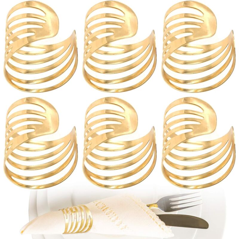 6 pcs Ronds de Serviette élégant, Anneaux de Serviettes en Métal pour la Réception de Mariage Décoration de Table de Fête de Noël