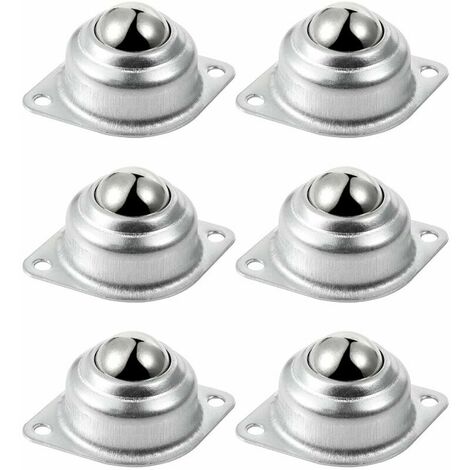 6 Pcs Roulements de transfert à billes, 25,4 mm universel transfert roulement, unité de transfert de balle pour convoyeur, transmission, meubles, capacité de charge 35kg par roulette，Fonepro
