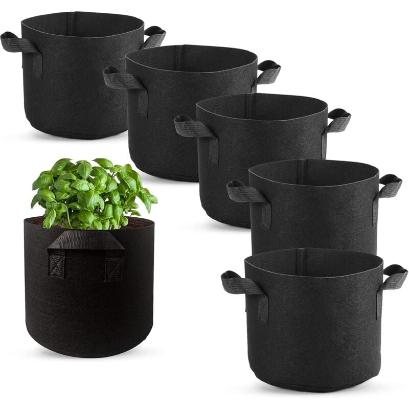 6 Pcs Sac Plantation, Non Tissé Pot en Tissu avec Poignées pour Plantation Pommes de Terre Tomates Fraises Végétale Fleurs et Autres Plantes (7