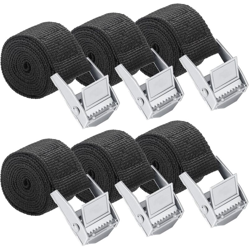 6 Pcs Sangle à Cliquet 25 mm1 m Sangles d'Arrimage avec Verrou de Serrage Sangle de Serrage Sangle Moto Remorque en Nylon Sangle de Fixation Réglable