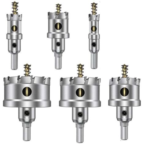 6 PCS Scies Cloches en Alliage de Carbure TCT 16-60mm -Fraise Métal -Foret en Alliage - Multi-dents en Acier Inoxydable Métal Foret Perçage Trou Allié de qualité industrielle coupe trou