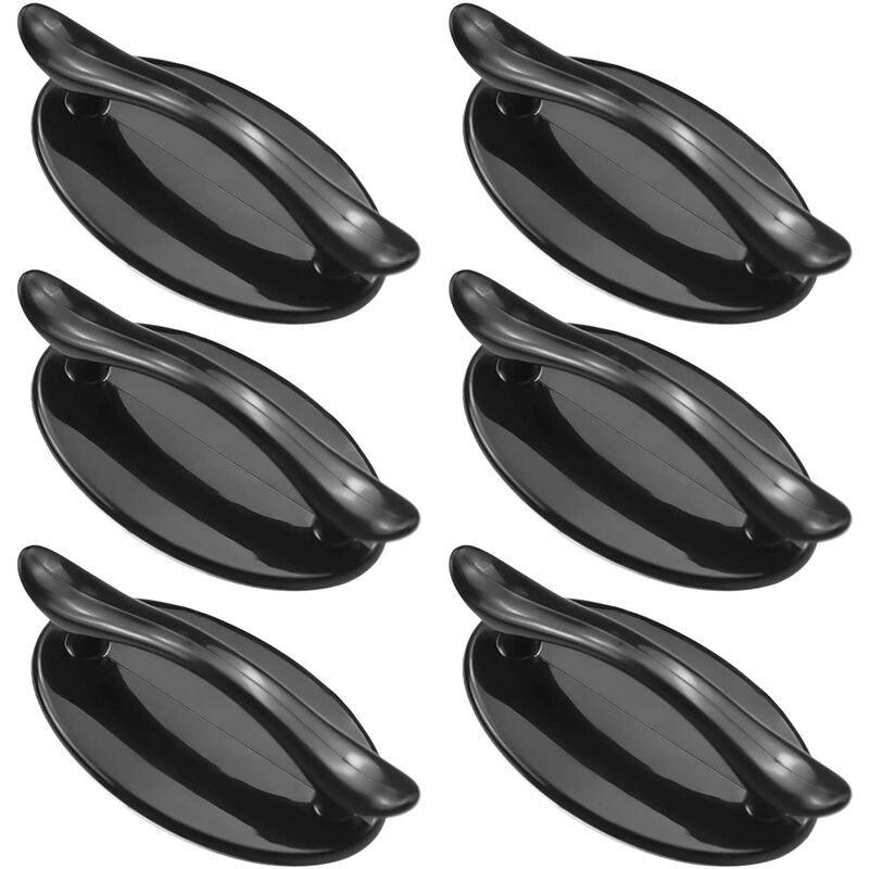 Langray - 6 Pcs Self Adhesive Pull Handles Black Cabinet Drawer Handle Plastic Furniture Door Aid Pull Handle Instant Sticky Drawer Handles