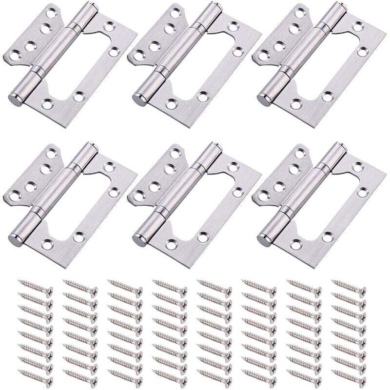 Linghhang - 6 Pcs Stainless Steel Door Hinge Ball Bearing Furniture Hinges with Screws