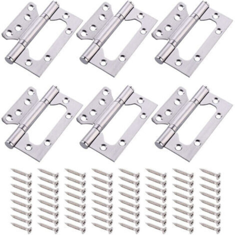 6 Pcs Stainless Steel Door Hinge Ball Bearing Furniture Hinges with Screws