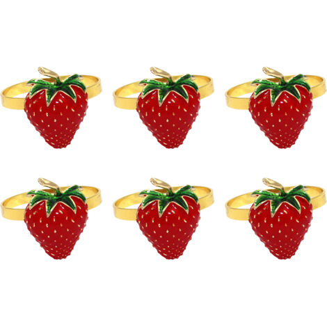 6 PCS Strawberry and Lemon Napkin Rings Alloy Napkin Rings Napkins Rings