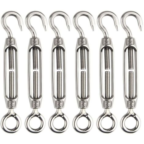 6 Pcs Tendeur De Fil Tendeur M4 En Acier Inoxydable Réglable Crochet De Ridoir Et Oeil Ensemble Heavy Duty-LIAIKI