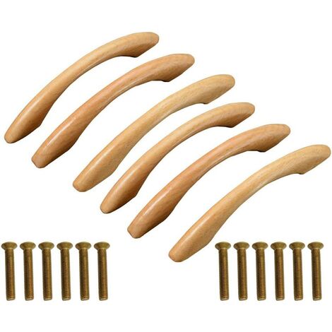 6 Pcs Tirer la Poign&eacute;e Du Cabinet Poign&eacute;e Bouton Pour Meuble Porte Placard Tiroir Garde-Robe En Bois Arc En Forme De Poign&eacute;e 128mm (Jaune)