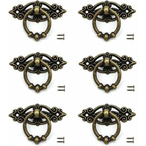 6 pcs Tiroir de Porte Bouton de Tiroir Poignée Meuble Bronze avec Vis pour Armoire Rétro Tiroir Commode Meubles Rétro