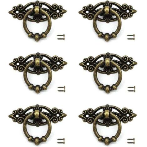 6 pcs Tiroir de Porte Bouton de Tiroir Poignée Meuble Bronze avec Vis pour Armoire Rétro Tiroir Commode Meubles Rétro