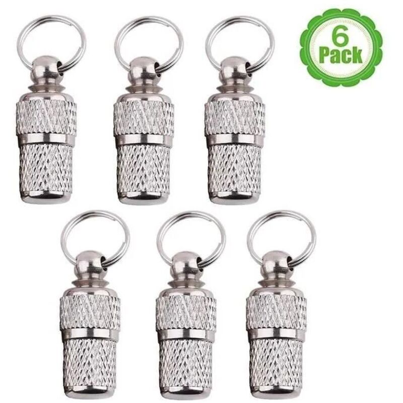 Tuserxln - 6 pcs Tube d'Étiquette Porte-Adresse/Nom Pendentif d'Identification Étanche en Métal Chromé pour Chien/Chat/Animaux de Compagnie