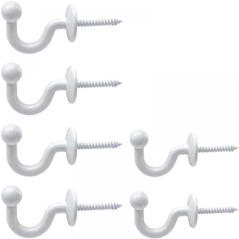 （6 Pcs）Embrasses Rideaux Crochets U Blanc Crochet d'Arrimage Rideau à Tête Ronde avec Tubes d’Expansion Plastique pour Accorcher Rideaux Vêtements