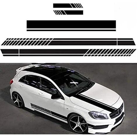 6 pegatinas de rayas para capó de coche, vinilo gráfico, para carrocería, carreras, espejo retrovisor, decoración de coche, compatible con tamaño libre (negro)