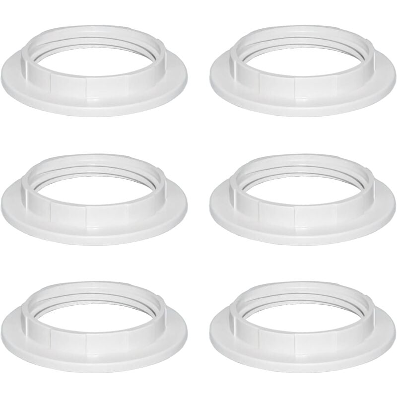 Image of 6 pezzi Anello riduttore per paralume in plastica bianca E27 40 mm, Adattatore convertitore per piastra ad anello per paralume, Anello riduttore per