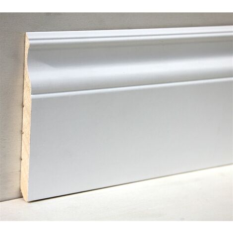 6 pezzi Battiscopa Barocco Ayous legno laccato Bianco mm14x140x2500