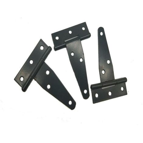 6 pezzi Cerniera a T nera Cerniera per porta del fienile Viti per cerniere a T da 4 pollici Cerniere per porte in ferro Cerniere resistenti per porte, finestre, capannoni MINKUROW