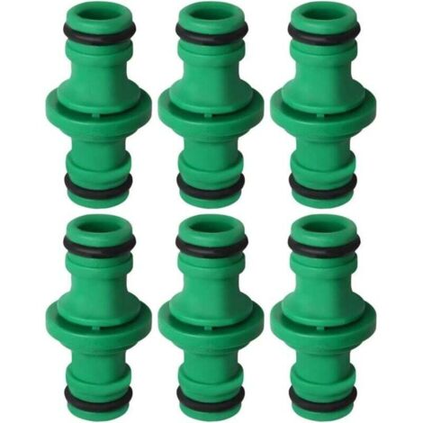 6 pezzi connettore doppio per tubo flessibile, connettore doppio maschio per tubo flessibile in plastica per unire il tubo del tubo da giardino (verde)