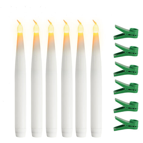 6 pezzi di candela elettrica conica bianca, candela per finestra, lume di candela