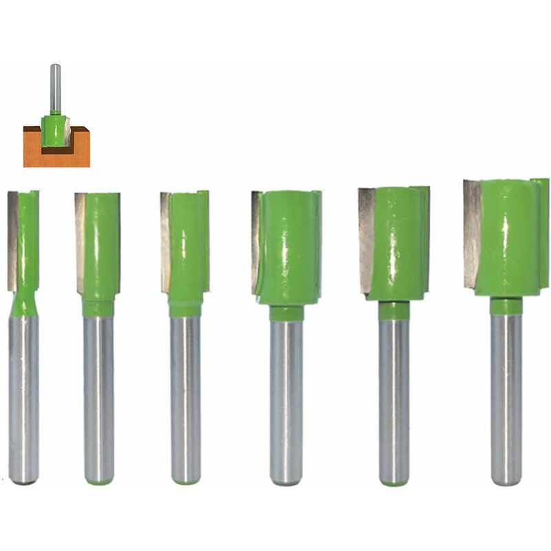 6 pezzi di punte da taglio dritte con gambo da 6