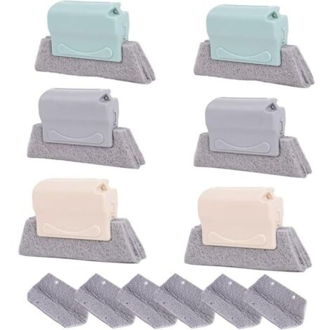 6 pezzi di spazzola multifunzionale per fessure, spazzola per la pulizia delle grondaie, spazzola per il bagno, spazzola per scanalature delle finestre, con 6 panni di pulizia di ricambio, strumenti p