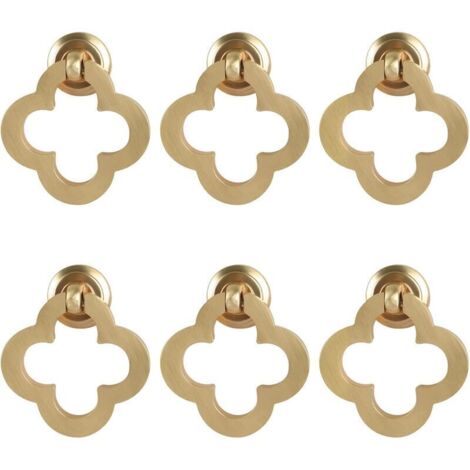 [6 pezzi pomelli per mobili a forma di fiore dorati, anello per mobili in lega di zinco in ottone spazzolato, pomelli per cassettiere, ferramenta per mobili per mobili da cucina, cassetti, ante di arm