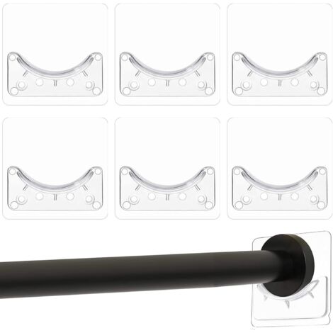 6 pezzi Supporti per aste per tende a forma di U Staffa autoadesiva trasparente, gancio in plastica senza foratura per aste per tende