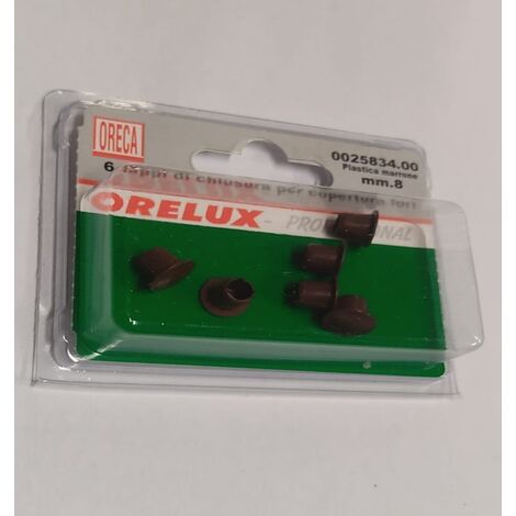 6 PEZZI - TAPPI DI CHIUSURA PER COPERTURA FORI - IN PLASTIC MARRONE Ø8MM 