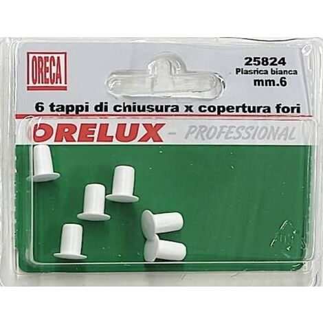 6 PEZZI - TAPPI DI CHIUSURA PER COPERTURA FORI - IN PLASTICA BIANCA Ø6MM