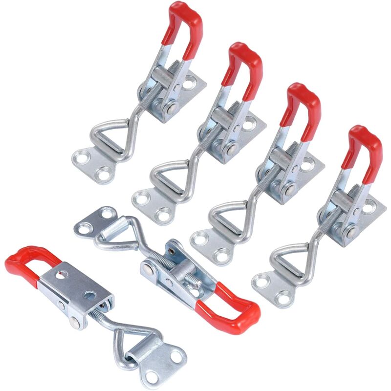 6 Pièces 4001 Métal Sauterelles Loquets à Bascule Réglables Menuisier Grenouillère à Levier Serrage Verrou Porte Décharge Rapide 100Kg / 220 Lbs