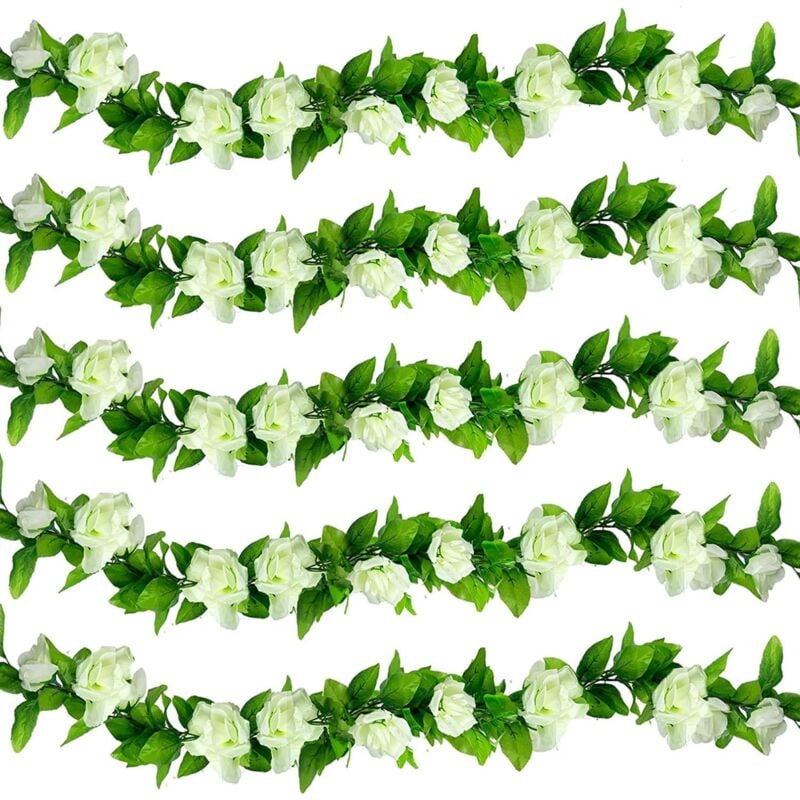 Ugreat - 6 Pièces Fleurs Artificielles Deco, Fleur Artificielle Guirlande de Rose Decoration Mariage pour Murs, Jardin, Salon, pour Les