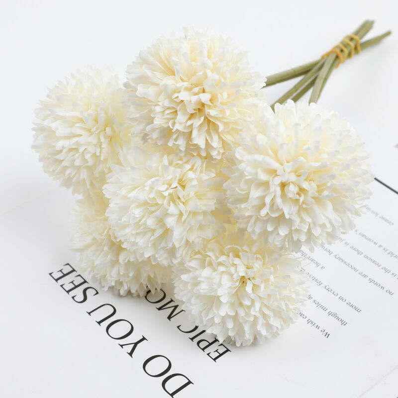 6 pièces Fleurs artificielles en Boule de chrysanthème avec tiges en Soie Arrangement d'hortensia Bouquet Fleurs artificielles pour Le Bureau à