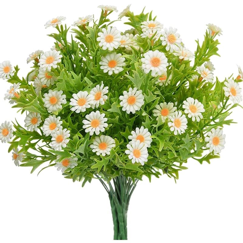 6 PièCes Marguerites Fleurs Artificielles en Plein Air Mamans Fausses Plantes Fleurs en Plastique Arbustes pour la Table à Manger DéCor
