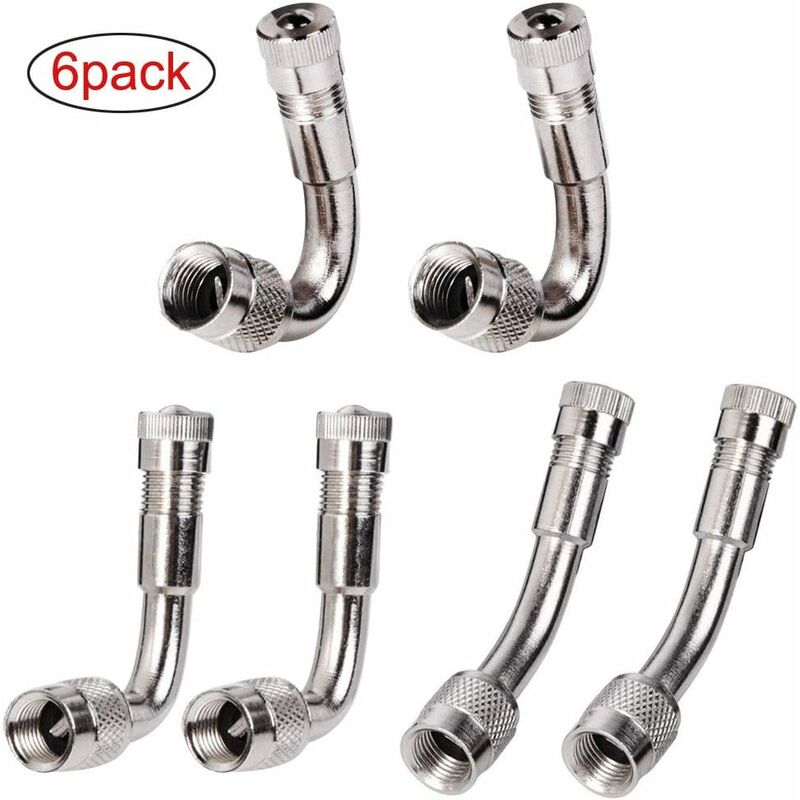 6 Pièces Pneu Valve Rallonge Va, Pneu Valve de Adaptateur, Air Pneu Valve Extension, Pneu Prolongateur Coude de Valve, pour Voiture Moto Vélo Camion,